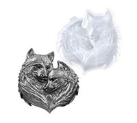XYQHOAC Heart Double Wolf Head 3D Animal Silicone Mold Wolf Wall Hanging Epoxy Resin Mold for Resin Casting DIY Art Crafts Wall Door Hanging Cabinets Decor