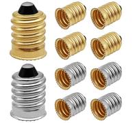 XYQMLY 10 Pack E14 to E12 Adapter Converter, E14 to E12 Lamp Base Adapter, Light Converter Socket Bulb Adapter, European Base to US Standard Candelabra Light Socket Reducer, Gold and Silver