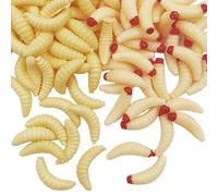 XYQMLY 100 Pcs Bass Fishing Lures, 1Inch, Soft Maggots Baits, Realistic Rubber Worms, Plastic False Wax Worm, 2 Styles