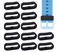 XYQMLY 12 Pack 20mm Silicone Watch Strap Loops, Watch Band Secure Holder Loops Keeper Fastener Rings Replacement for Smartwatch Accessories, Black