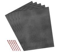 XYQMLY 5 Pcs 7 Count Plastic Mesh Canvas Sheets for Embroidery Crafting - 10.2" x 13.2", Acrylic Yarn Crafting, Knit and Crochet Projects, Make Aquarium Dividers, with 5 Pcs Weaving Needles, Black