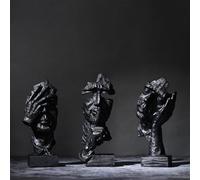 XYQXYQ 3 Pcs Thinker Statue, Silence is Black Abstract Art Figurine, Modern Home Resin Decorative Objects Decor for Home Office Bookshelf Desktop,No Hear No See No Speak Knick Knacks