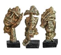 XYQXYQ 3 Pcs Thinker Statue, Silence is Golden Abstract Art Figurine, Modern Home Decor for Desk and Bookshelf, No Hear, No See, No Speak Knick Knacks