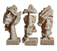 XYQXYQ 3 Pcs Thinker Statue, Silence is Sandstone Abstract Art Figurine, Modern Home Resin Decorative Objects Decor for Home Office Bookshelf Desktop,No Hear No See No Speak Knick Knacks