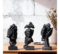 XYQXYQ 3 Pcs Thinker Statue, Silent Abstract Art Figurine, Modern Home Resin Decor for Desk/Bookshelf, No Hear No See No Speak Knick Knacks