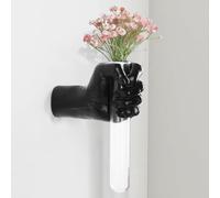 XYQXYQ Black Wall-Mounted Hand Sculpture with Vase, Resin Material, Unique Wall Art, Novelty Style, Bottle Shape, Matte Finish