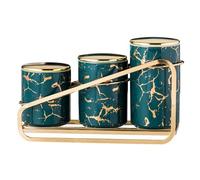 XYQXYQ Ceramic Canister Set,Gold Modern Kitchen Storage Jars, A Set of 3 Kitchen Canisters with Tiered Shelf, Airtight Countertop Flour and Sugar Containers, Coffee and Tea Storage