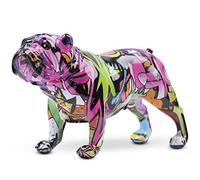 XYQXYQ Colored Graffiti Bulldog Sculpture, Graffiti Art Standing British Bulldog French Bulldog Statue Decoration, Color Dog Fashion Resin Technology Decoration Dog (D)