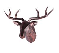 XYQXYQ Copper Deer Head Wall Decor, Faux Resin Animal Head Sculpture, Gold Accent Stag Wall Art, Modern Antler Wall Hanging, Decorative Deer Head for Living Room, Bedroom, or Office (Copper)