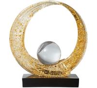 XYQXYQ Golden Wave Resin Origami Statue Modern Abstract Home Decoration Emphasizes Abstract Office Desk Center Art Statue Table Family Bedroom Living Room Golden Stripe Decoration (A-White Gold)