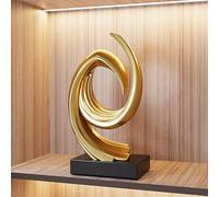 XYQXYQ Golden Wave Resin Origami Statue Modern Abstract Home Decoration Emphasizes Abstract Office Desk Carving Table Family Bedroom Living Room Garden Office Golden Stripe Decoration (C)