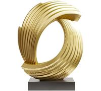 XYQXYQ Golden Wave Resin Origami Statue Modern Abstract Home Decoration Emphasizes Abstract Office Desk Carving Table Family Bedroom Living Room Garden Office Golden Stripe Decoration (B)
