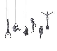 XYQXYQ Modern Decorative Wall Art Male Sculpture, 6 pcs Climber Art, Silver Metal Wall Mount, 12" H x 12" W x 12" D