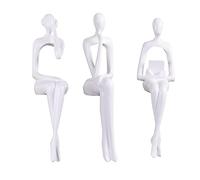 XYQXYQ Resin Thinker Statues White Decor, 3pcs Abstract Sitting Sculptures, Bookshelf Desk Figurines, Home Office Living Room Shelf Accents, Gold Centerpiece Table Decorations