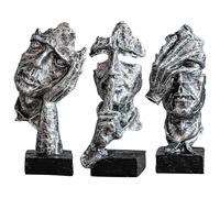 XYQXYQ Set of 3 Thinker Statues, Silence is Silvery, Modern Resin Decorative Objects for Home, Office, Library