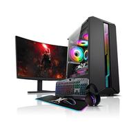 XYRAMAX Liquid Cooled Gaming PC - AMD Ryzen 7 5700X, 32GB RAM, 1TB M.2 SSD, Nvidia RTX 5070 12GB Graphics - 22" Monitor - Prebuilt Desktop with Dynamic RGB, WiFi, Windows 11, Streaming Ready