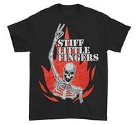 XYREN taitai Men's Stiff Little Fingers Skeleton Flame T-Shirt Balck Size L