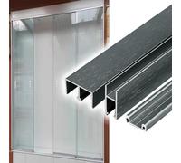 Xyrona 0.3 In Thick Glass Cabinet Door Rail, 3 Piece Interior Sliding Door Track Kit, Customizable Aluminum Alloy Rieles para Puertas Corredizas(Gray,1.3m/52)