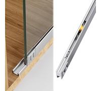 Xyrona 32 36 40 43 47 52 55 59 63 Inch Glass Door Rail, Smooth Window Sliding Door Track 3 PCS, Aluminum Alloy Box Hardware Kit for Cabinet(Silver,1.4m/55)