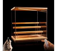 Xyrona Display Case 3-colour Light Acrylic Display Case, Adjustable Brightness Display Stand with 1-4 Layers Shelf, Removable Shelves Clear Plastic Show Box(3-Layer)