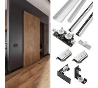 Xyrona Soft Close Invisible By-Passing Door Rail, Sliding Door Track for Bedroom/Bathroom/Laundry, Cuttable Aluminum Alloy Floating Door System(1.5m/4.9ft)