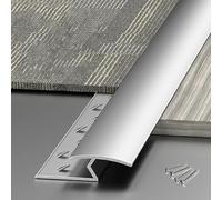 Xyrona Threshold Strip Z Bar Carpet Edge Trim With Pre-drilled Hole & Screw, Fixed Carpet Trim Transition Strip, Metal Edge Binding Strips for Carpet/Tile/Wood(Silver)