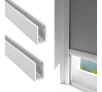 Xyrona U-shaped Sleeping Window Light Blocker, 20-92 Inch Aluminium Alloy Blackout Strips 2PCS, Customizable Shades Side Rail w/Velvet Strip(White,210cm/84)