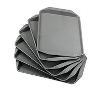 Xyskin Plastic Serving Tray, Grey Serving Platters for Party Food, BPA Free, Rectangular Trays for Charcuterie Dishes, Reusable Platter for Snacks, Fruit, Cookies, Sandwich, Set of 6, 43 x 30 cm