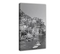 XYSWDD Black And White, Cinque Terre Wall Art, Cinque Terre Posters, Cinque Terre Photos, Italy Canvas Art Wall Decor Posters Home Bar Restaurant Garage Cafe Logo Gift 16x24inch(40x60cm)