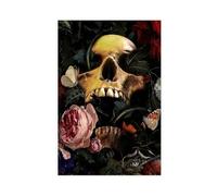 XYSWDD Blooming Flowers Skull Art Home Decoration Gifts, Gothic Flowers Canvas Modern Poster Wall Art Prints Paintings Living Room Bedroom Decor 16x24inch(40x60cm)