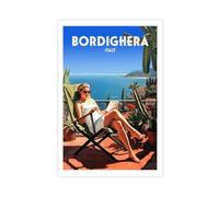 XYSWDD Bordighera Italy Travel Poster Canvas Art Wall Decor Posters Home Bar Restaurant Garage Cafe Logo Gift 16x24inch(40x60cm)