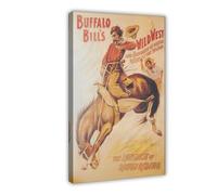 XYSWDD Buffalo Bill Print, Rodeo Poster, Horse Print, Vintage Wild West Show Canvas Art Wall Decor Posters Home Bar Restaurant Garage Cafe Logo Gift 20x30inch(50x75cm)
