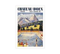 XYSWDD Chateau D'oex Suisse Vintage Travel Poster Canvas Modern Poster Wall Art Prints Paintings Living Room Bedroom Decor 12x18inch(30x45cm)