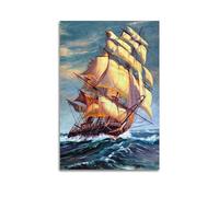 XYSWDD Poster Sailing Ships Boats And Tall Ships Stormy Sea Poster Decorative Painting Canvas Wall Posters And Art Picture Print Modern Family Bedroom Decor Posters 08x12inch(20x30cm)