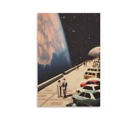XYSWDD Space Promenade Retro Futurism Art Space Art Vintage Collage Sci-Fi Poster Surreal Art Sci-Fi Cosmic Artwork Wall Art Decor Poster Canvas Artwork Prints Rustic Farmhouse Decorations for Living
