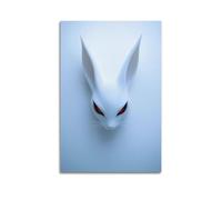 XYSXYCP Canvas Wall Art Picture Animal Poster Eerie White Rabbit With Red Eyes Modern Living Room Bedroom Decor 24x36inch(60x90cm)
