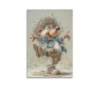 XYSXYCP Canvas Wall Art Picture Animal Poster Lively Hedgehog Character Modern Living Room Bedroom Decor 16x24inch(40x60cm)