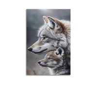 XYSXYCP Canvas Wall Art Picture Animal Poster Loving Wolf Modern Living Room Bedroom Decor 12x18inch(30x45cm)