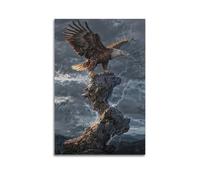 XYSXYCP Canvas Wall Art Picture Animal Poster Powerful Eagle On Rock Modern Living Room Bedroom Decor 20x30inch(50x75cm)