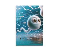 XYSXYCP Canvas Wall Art Picture Art Poster Cute Sperm Cell Character Modern Living Room Bedroom Decor 08x12inch(20x30cm)