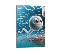 XYSXYCP Canvas Wall Art Picture Art Poster Cute Sperm Cell Character Modern Living Room Bedroom Decor 24x36inch(60x90cm)