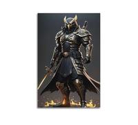 XYSXYCP Canvas Wall Art Picture Art Poster Majestic Eagle Warrior Black Gold Armor Modern Living Room Bedroom Decor 16x24inch(40x60cm)