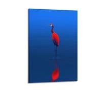 XYSXYCP Canvas Wall Art Picture Art Poster Serene Red Crane Standing In Water With Reflection Modern Living Room Bedroom Decor 16x24inch(40x60cm)