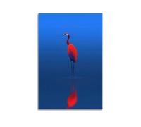 XYSXYCP Canvas Wall Art Picture Art Poster Serene Red Crane Standing In Water With Reflection Modern Living Room Bedroom Decor 16x24inch(40x60cm)