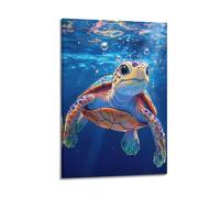 XYSXYCP Canvas Wall Art Picture Art Poster Vibrant Underwater Colorful Sea Turtle Modern Living Room Bedroom Decor 24x36inch(60x90cm)