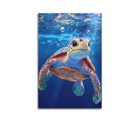 XYSXYCP Canvas Wall Art Picture Art Poster Vibrant Underwater Colorful Sea Turtle Modern Living Room Bedroom Decor 12x18inch(30x45cm)