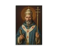 XYSXYCP Canvas Wall Art Picture Christian Poster Dignified Religious Figure Horn Cross Modern Living Room Bedroom Decor 12x18inch(30x45cm)