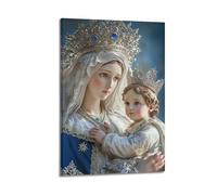 XYSXYCP Canvas Wall Art Picture Christian Poster Double Crown Virgin Mary And Holy Child Modern Living Room Bedroom Decor 20x30inch(50x75cm)
