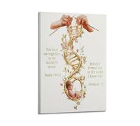 XYSXYCP Canvas Wall Art Picture Christian Poster Inspirational DNA Helix With Baby And Bible Verses Modern Living Room Bedroom Decor 08x12inch(20x30cm)