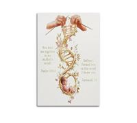 XYSXYCP Canvas Wall Art Picture Christian Poster Inspirational DNA Helix With Baby And Bible Verses Modern Living Room Bedroom Decor 08x12inch(20x30cm)